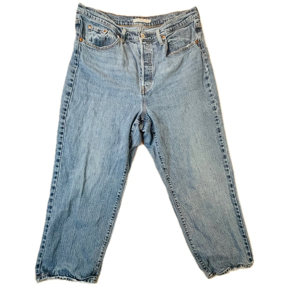 Levi's Jeans Women 14W Ribcage Straight Ankle High Rise Light Wash Denim Big E